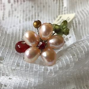 Ring (adjustable) - handmade with pearl and shell